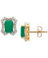 ფოტო #1 პროდუქტის Emerald (1-1/5 ct. t.w.) & Diamond (1/6 ct. t.w.) Stud Earrings (3/8 ct. t.w.) in 14k Gold