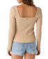 ფოტო #3 პროდუქტის Juniors' Floki Ribbed-Knit Long-Sleeve Top