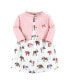 Baby Girls Cotton Dress and Cardigan Set, Pink Moose Bear