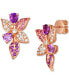 ფოტო #1 პროდუქტის Multi-Gemstone (1-1/4 ct. t.w.) & Nude Diamond (1/3 ct. t.w.) Flower Drop Earrings in 14k Rose Gold