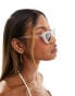 South Beach embellished cat eye sunglasses in white