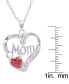Simulated Blue Topaz Birthstone Mom Heart Pendant 18" Necklace in Silver Plate
