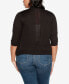 Фото #2 товара Plus Size 3/4 Sleeve Open Cardigan Sweater