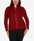 ფოტო #1 პროდუქტის Black Label Plus Size Mock Neck Ribbed Zip Up Sweater