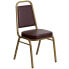 Фото #4 товара Hercules Series Trapezoidal Back Stacking Banquet Chair In Brown Vinyl - Gold Frame