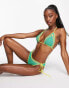 Фото #4 товара ASOS DESIGN contrast crochet halter triangle bikini top in green