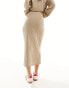 JDY ribbed midi skirt co-ord in beige