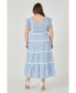 Фото #4 товара Plus Size Floral Lace Gingham Printed Midi Dress