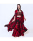 ფოტო #4 პროდუქტის Women's Black and Red Hand Tie Dye Palazzo Pantsuit with Hand Embroidered Blouse and Jacket