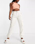 Фото #2 товара Miss Selfridge baggy cargo pant with elasticated hem in stone