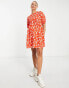 ASOS DESIGN Maternity short sleeve smock mini dress in red floral print