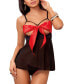 Фото #3 товара Open Cup Babydoll with Bow & Panty 2pc Lingerie Set