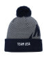 Фото #2 товара Men's Navy, Gray Team USA Futura Cuffed Knit Hat with Pom