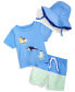 ფოტო #1 პროდუქტის Baby Boys Floatie Friends Swim Shirt, Shorts and Hat, 3 Piece Set, Created for Macy's