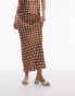 Topshop co-ord satin maxi skirt in brown and ivory spot