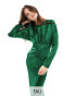 Фото #3 товара Flounce London Tall satin maxi dress with kimono sleeve in emerald green