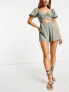 Esmee Exclusive beach wrap front playsuit with shirred back in aloe