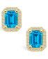 ფოტო #3 პროდუქტის Topaz (4 ct. t.w.) and Diamond (3/8 ct. t.w.) Halo Stud Earrings in 14K Yellow Gold
