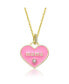 Фото #1 товара Kids 14k Yellow Gold Plated with Cubic Zirconia MAMA Pink Enamel Heart Pendant Layering Necklace