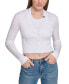 Фото #1 товара Women's Ribbed Button-Down Cropped Cardigan Sweater