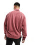 ASOS DESIGN oversized polo sweatshirt with piping in washed red