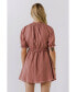 Women's Ruffle V Neck Baby Doll Dress