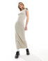 Фото #1 товара COLLUSION cap sleeve fitted maxi dress in ecru