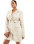 Фото #2 товара In The Style Plus jacquard belted mini blazer dress in cream