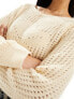 Mango crochet jumper with flower detail in beige