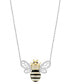 ფოტო #1 პროდუქტის EFFY® White Diamond (3/8 ct. t.w.) & Black Diamond Accent Bee 18" Pendant Necklace in 14k Two-Tone Gold