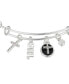 ფოტო #3 პროდუქტის Silver-Plated Cross "Faith" Multi Charm Twist Design Bangle Bracelet