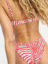 Фото #3 товара River Island mesh insert underwired bikini top in red animal print