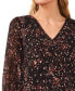 Women's Printed Long-Sleeve V-Neck Blouse