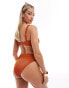 Фото #2 товара ASOS DESIGN Emily rib high leg high waist bikini bottom in rust