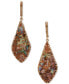 Gold-Tone Burgundy Large Flat Drop Earrings