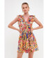 Women's Multi Pop Floral Chiffon Ruffled Mini Dress