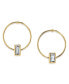 14K Gold-tone Rectangle Crystal Hoop Stainless Steel Post Small Earrings