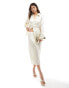 Vero Moda Aware oversized satin plisse shirt co-ord in cream