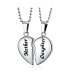 Фото #1 товара Bling Jewelry personalized BFF Mother Daughter Breakable Split 2 pcs Set Broken Heart Break Apart Puzzle Pendant Necklace Women For Mom Silver Tone Stainless Steel