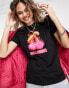 Фото #3 товара COLLUSION Unisex slim fit t-shirt with cherry flames print in black