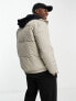 Hollister wide channel cozy puffer jacket in beige