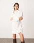 ASOS EDITION jersey crepe long sleeve knot detail mini dress in ivory