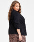 ფოტო #2 პროდუქტის Trendy Plus Size Knit Drape-Front Blazer, Created for Macy's