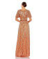 Women's Embellished V Neck Butterfly Sleeve Column Gown