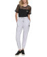 Фото #6 товара Women's Drawstring-Waist Mesh-Trim Joggers