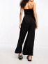 Фото #5 товара River Island Petite palazzo wide leg trousers in black