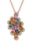 Фото #2 товара EFFY Collection eFFY® Multi-Sapphire (2-1/6 ct. t.w.) & Diamond (1/6 ct. t.w.) Flower 16" Pendant Necklace in 14k Gold