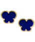 ფოტო #1 პროდუქტის EFFY® Lapis Lazuli Butterfly Silhouette Stud Earrings in 14k Gold