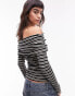 Фото #6 товара Topshop stripe long sleeve bardot in mono