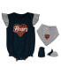 Girls Newborn and Infant Navy, Heathered Gray Chicago Bears All The Love Bodysuit Bib and Booties Set